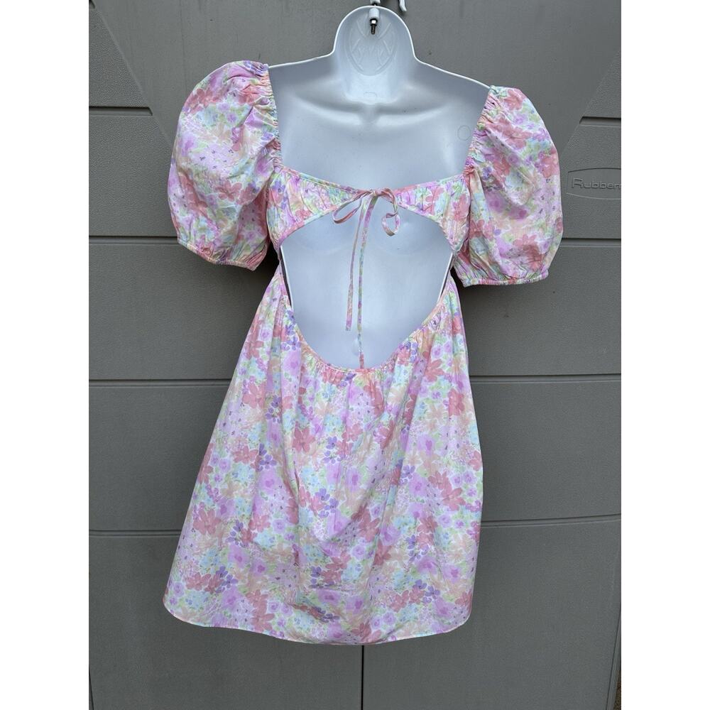 NEW For Love & Lemons Floral Dainty Mini Dress Babydoll Cottage-core Coquette M - Picture 9 of 16